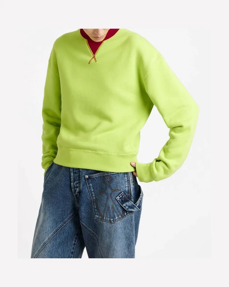 J.W.Anderson Rundhals-Sweatshirt in Lime/Rot Grün