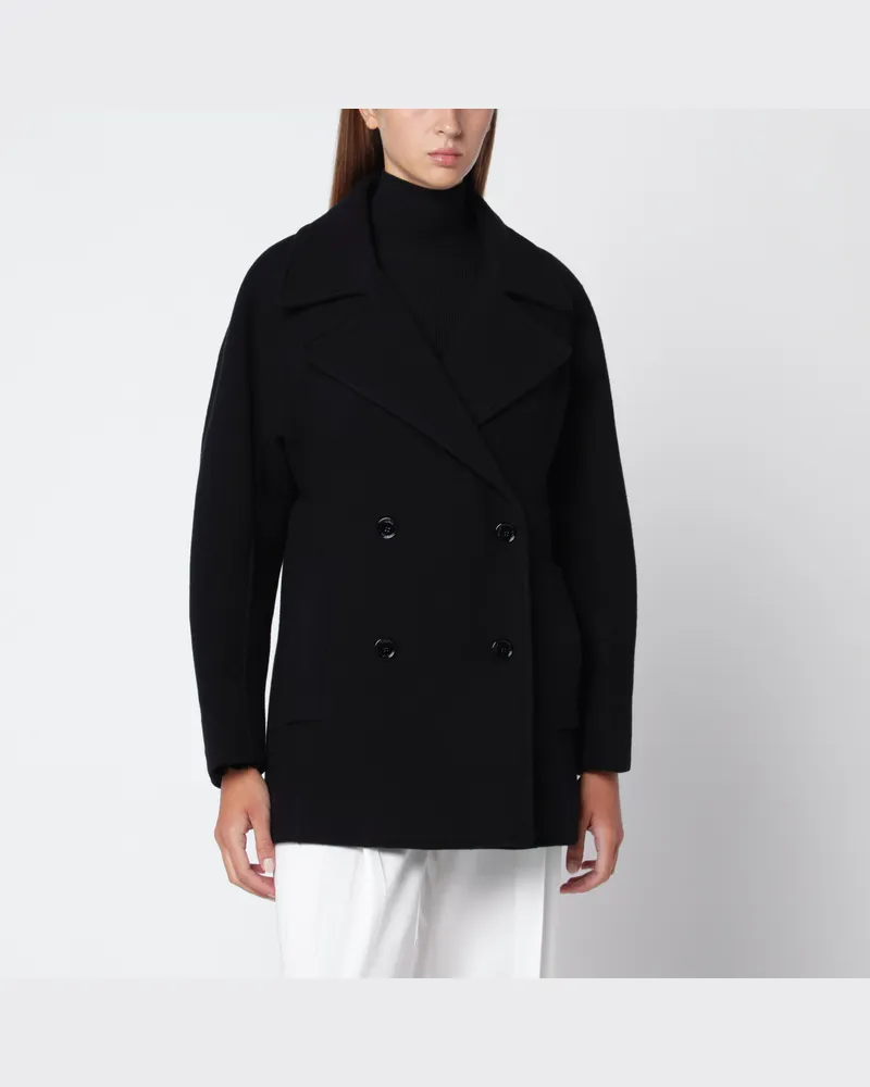 Totême Black Cocoon Fit Caban aus Wollmischung Black