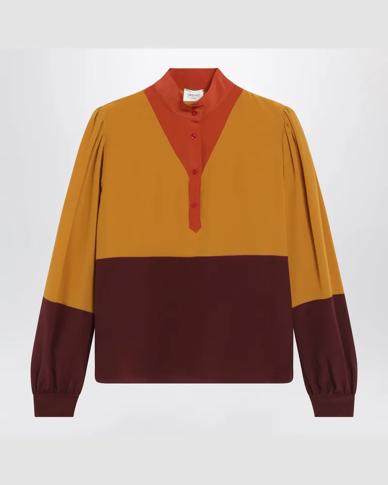 Saint Laurent Color-Block Bluse Aus Seide 