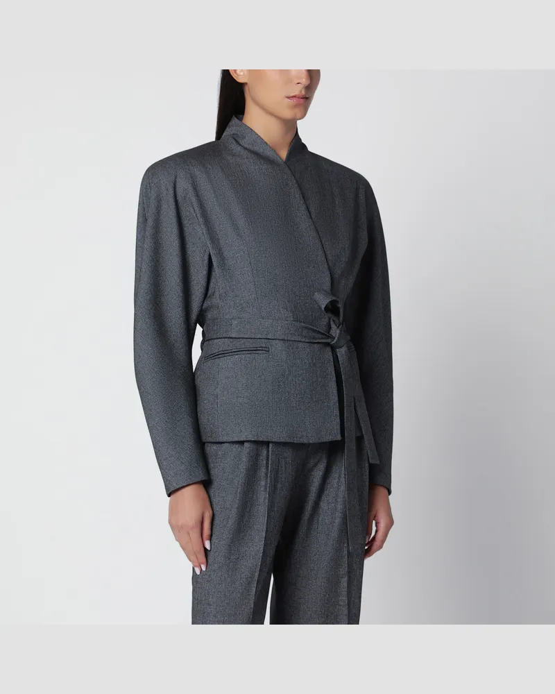 ANDAMANE Jacke mit passendem Gürtel in Grau meliert Grey