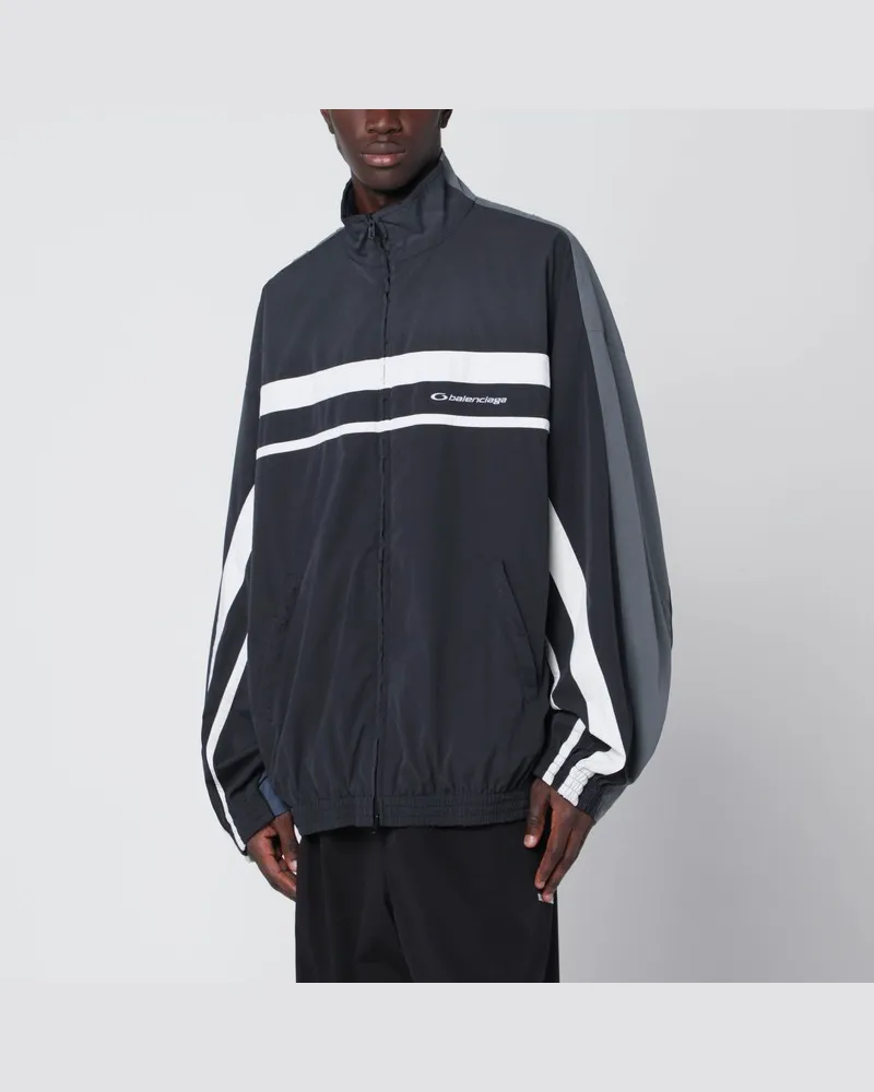 Balenciaga Schwarz/Marine/ Grau 50/50 Trainingsjacke aus Funktionsstoff Schwarz
