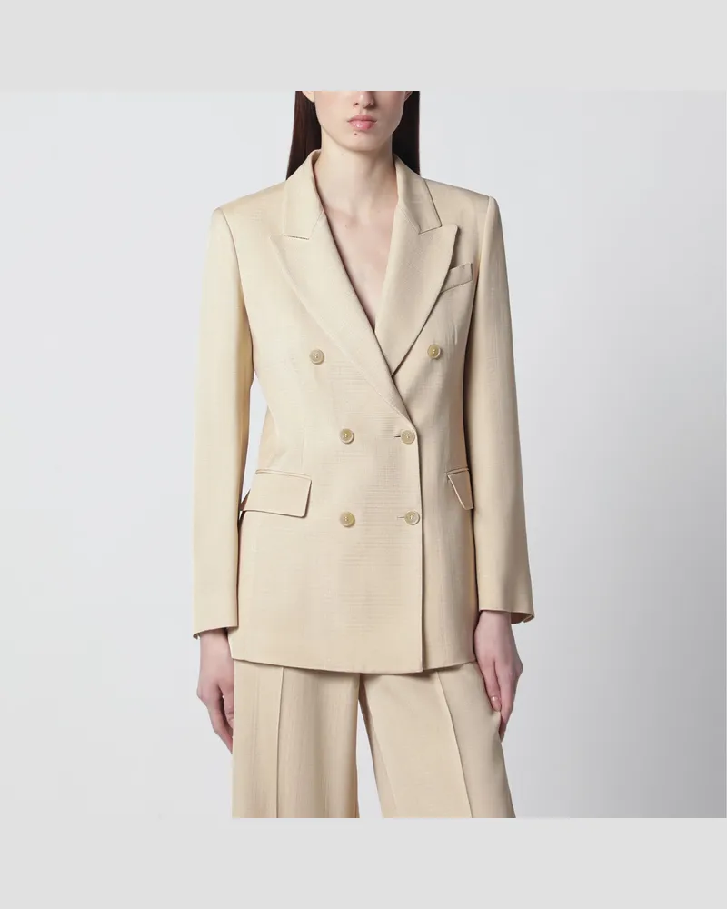 P.A.R.O.S.H. Zweireihige Jacke in Champagnerfarbe Beige