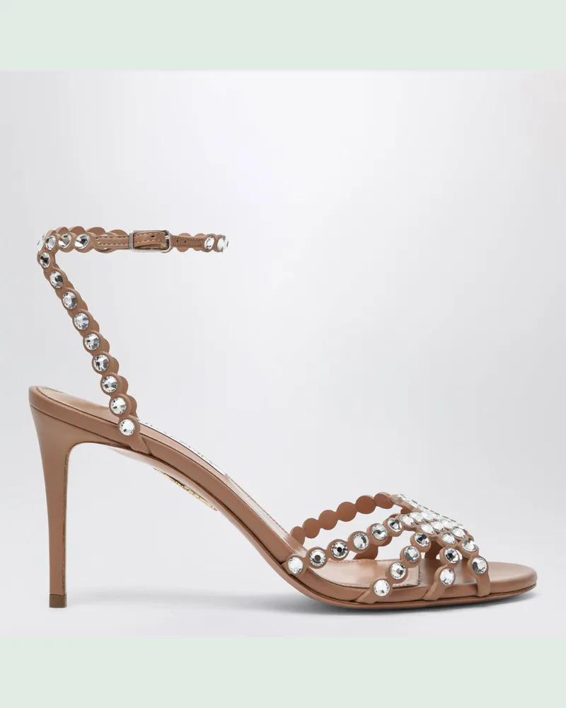 Aquazzura Sandalen Tequila 105 aus Nappa mit Kristallen Pink