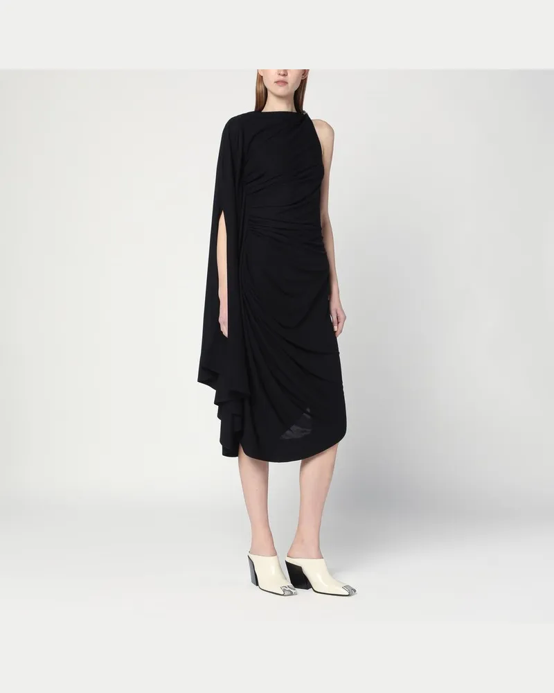 Bottega Veneta Schwarzes drapiertes Kleid aus Viskose-Jersey Schwarz