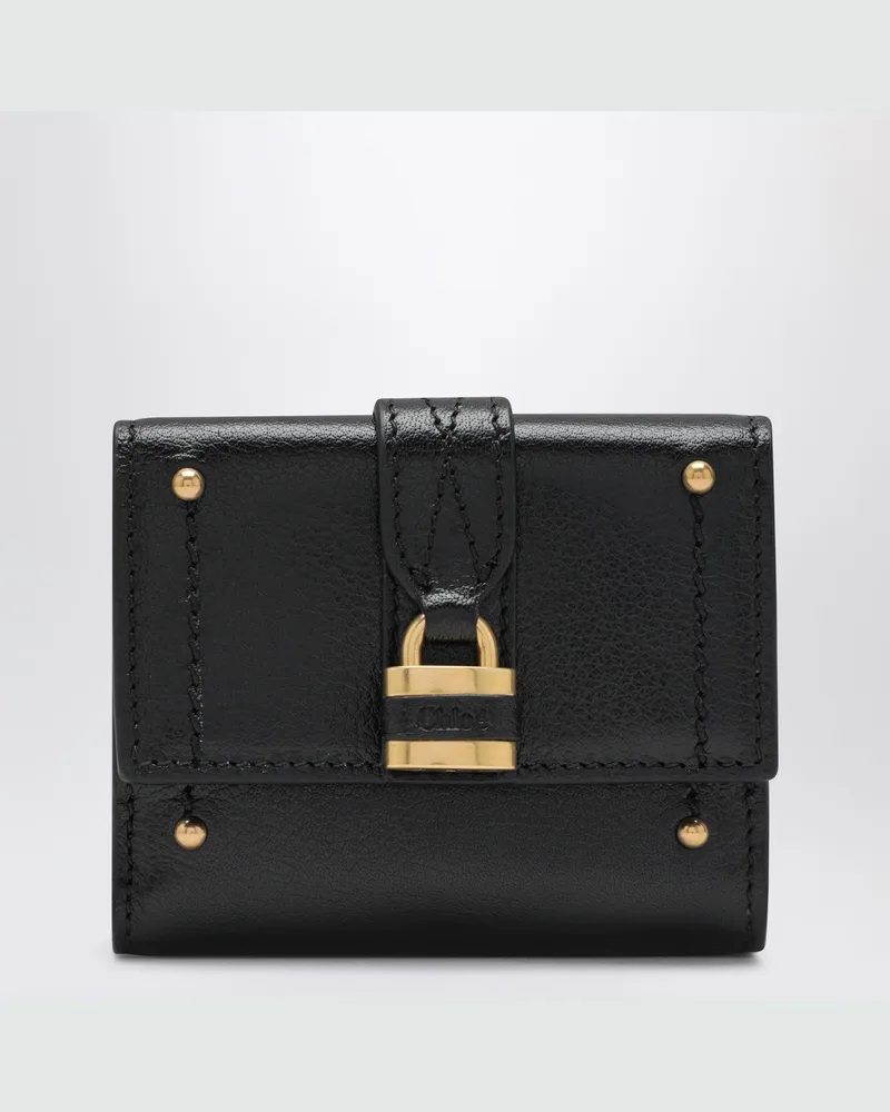 Chloé Mini-Paddington-Trifold-Portemonnaie aus schwarzem Leder Blue