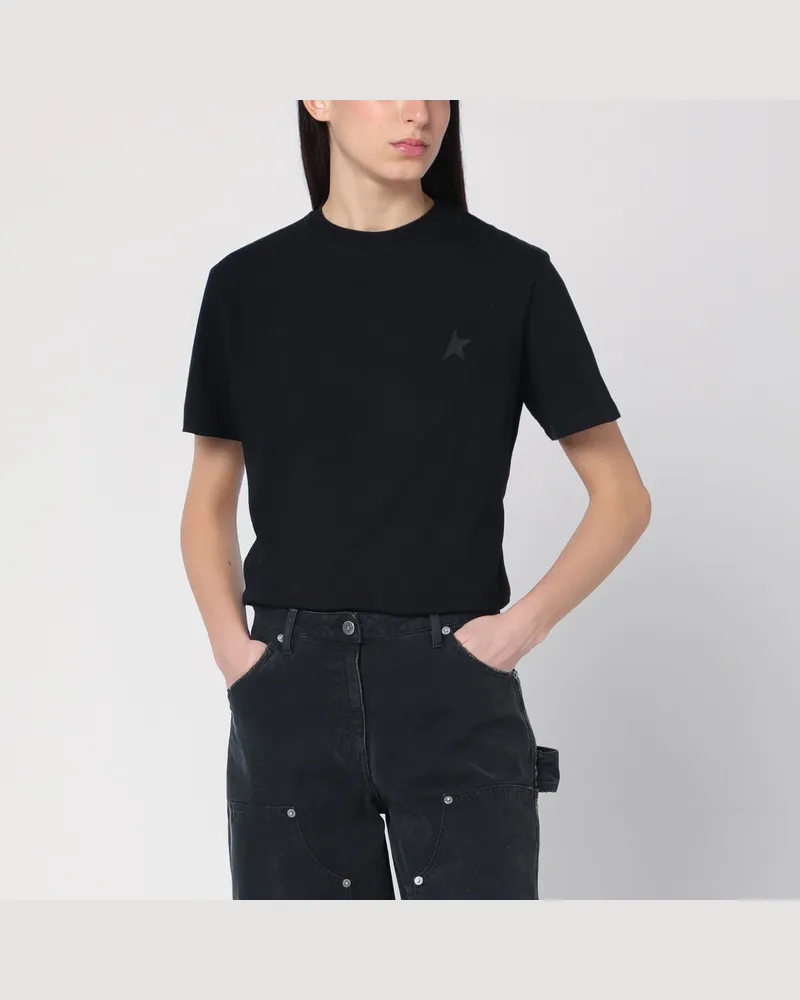 Golden Goose Schwarzes T-Shirt Star mit Rundhalsausschnitt 
