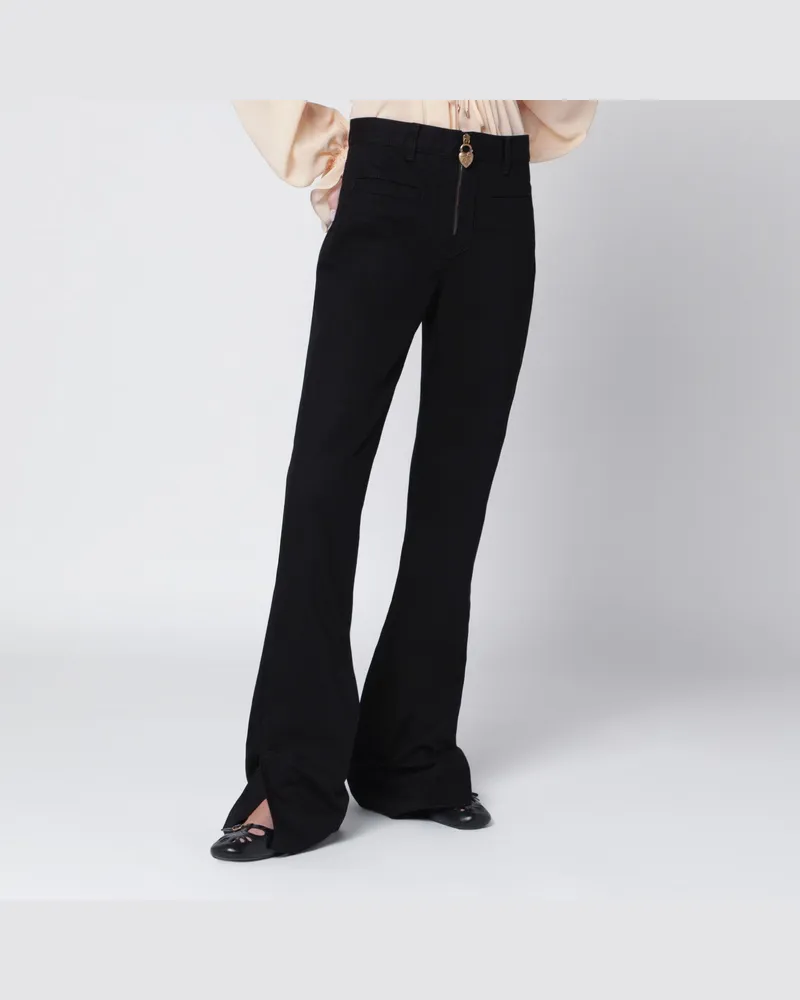 Chloé Schwarze Slim-Jeans mit Zippanhänger 