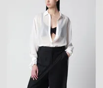 Chiffonbluse Verlin transparent mit Bindemanschetten, weiß