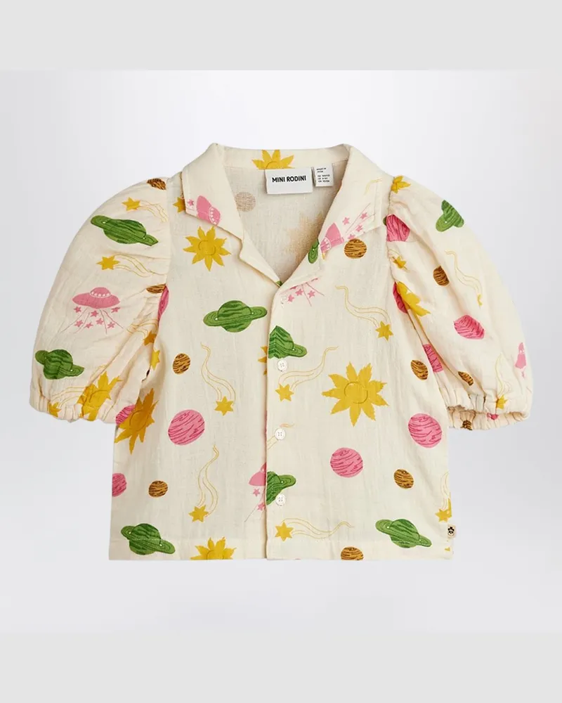 Mini Rodini Musselinbluse mit Weltraum-Print White
