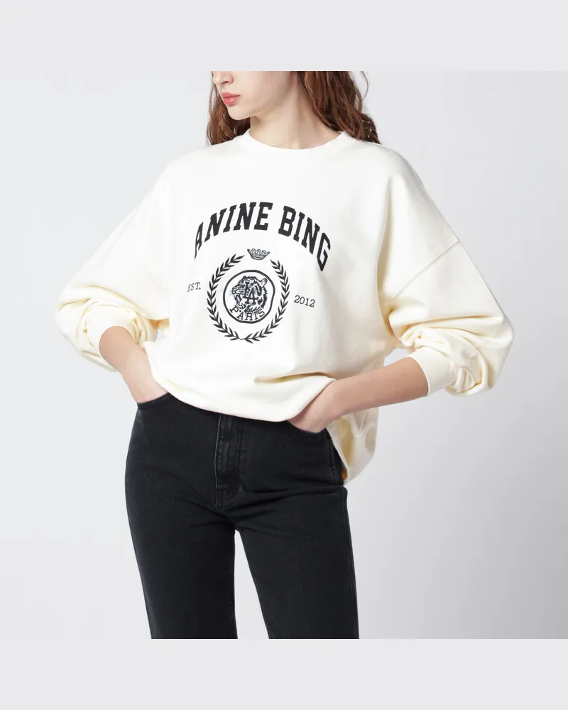 Anine Bing Miles Collegiate Sweatshirt in Creme White