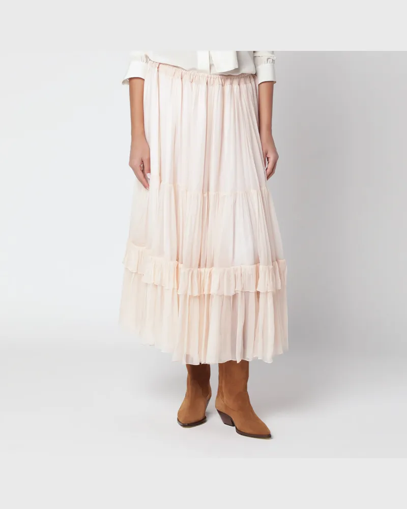 Chloé Puderrosa Seiden-Midirock Pink