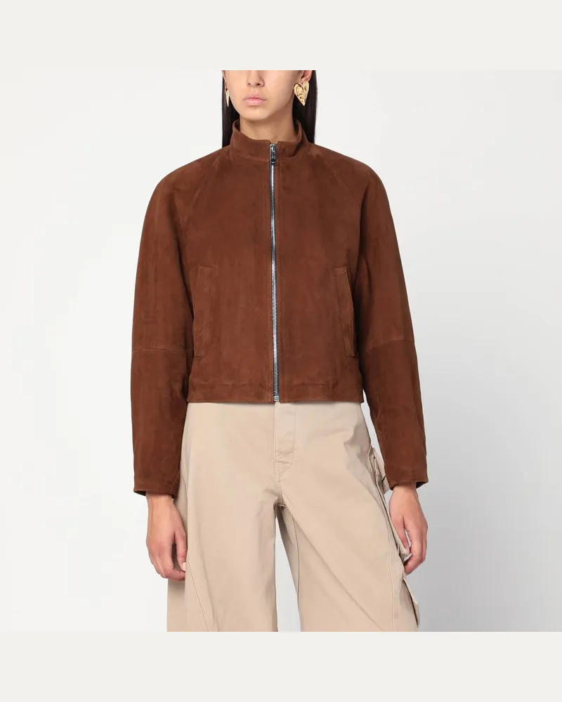 Alaïa Braune Wildlederjacke Grau