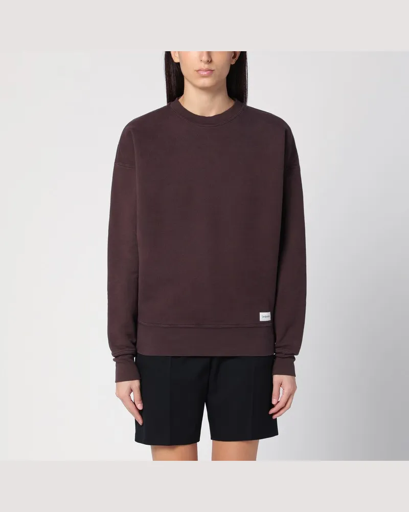 Saint Laurent Taupefarbenes Sweatshirt aus angerauter Baumwolle Braun