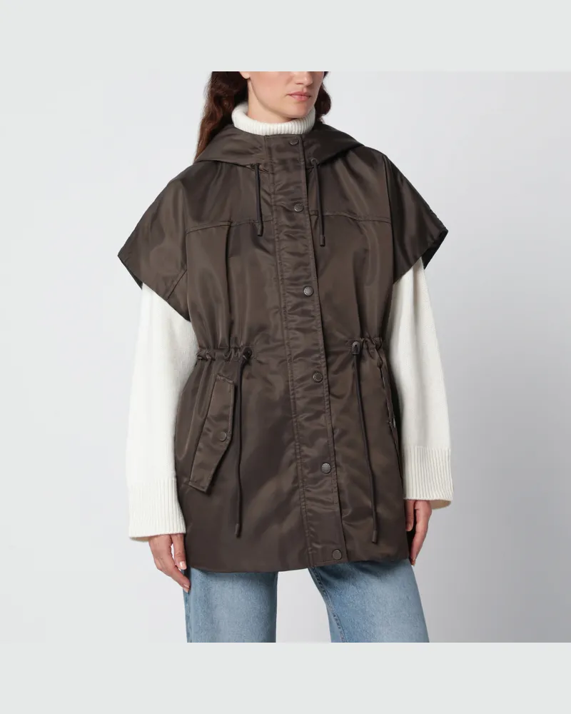 Max Mara Schlammabweisende, wattierte Weste aus Köpergewebe Brown