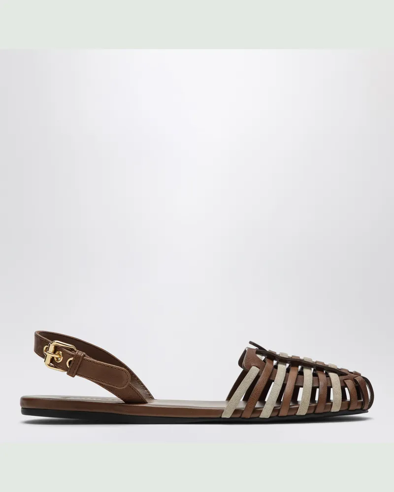 Miu Miu Ledersandalen mit Riemen Brown