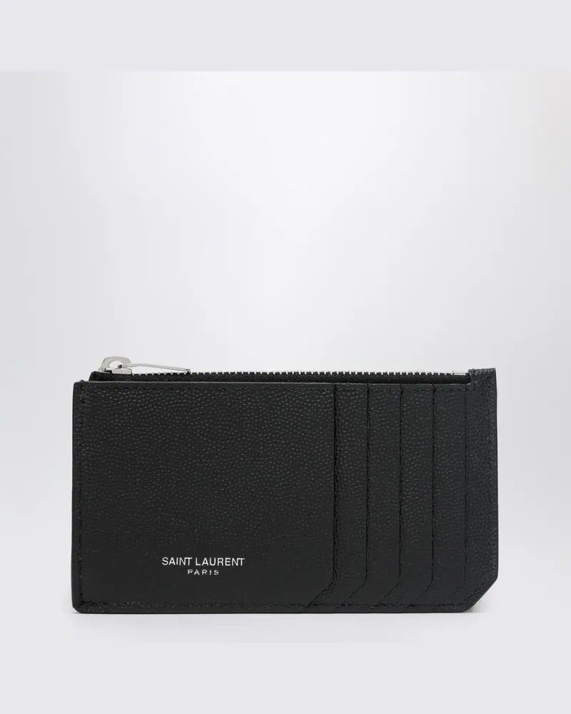 Saint Laurent Schwarzes Fragments-Kartenetui mit Reißverschluss 