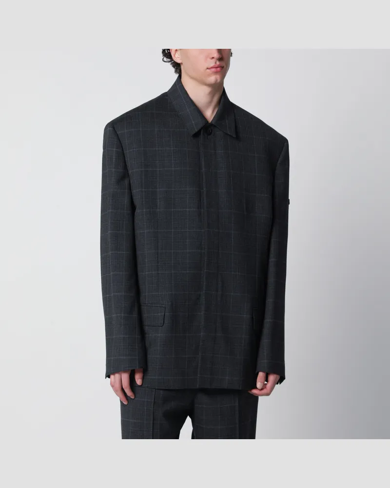 Balenciaga Graue Wolljacke mit Check-Muster Grey