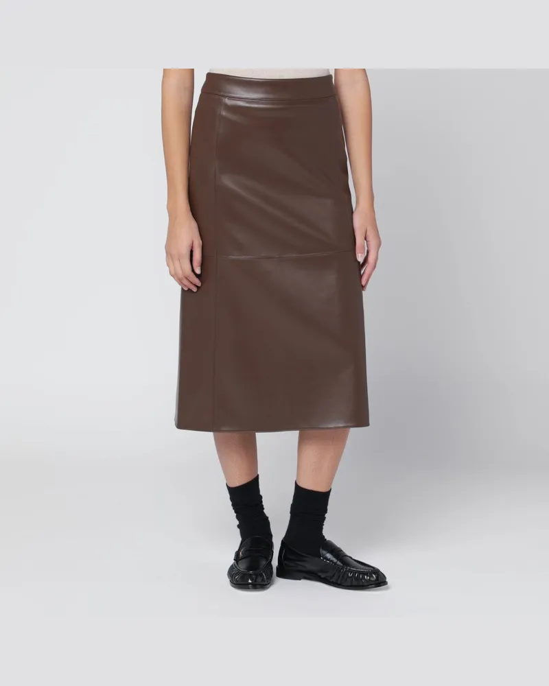 Max Mara Braun beschichteter Stoffrock Braun