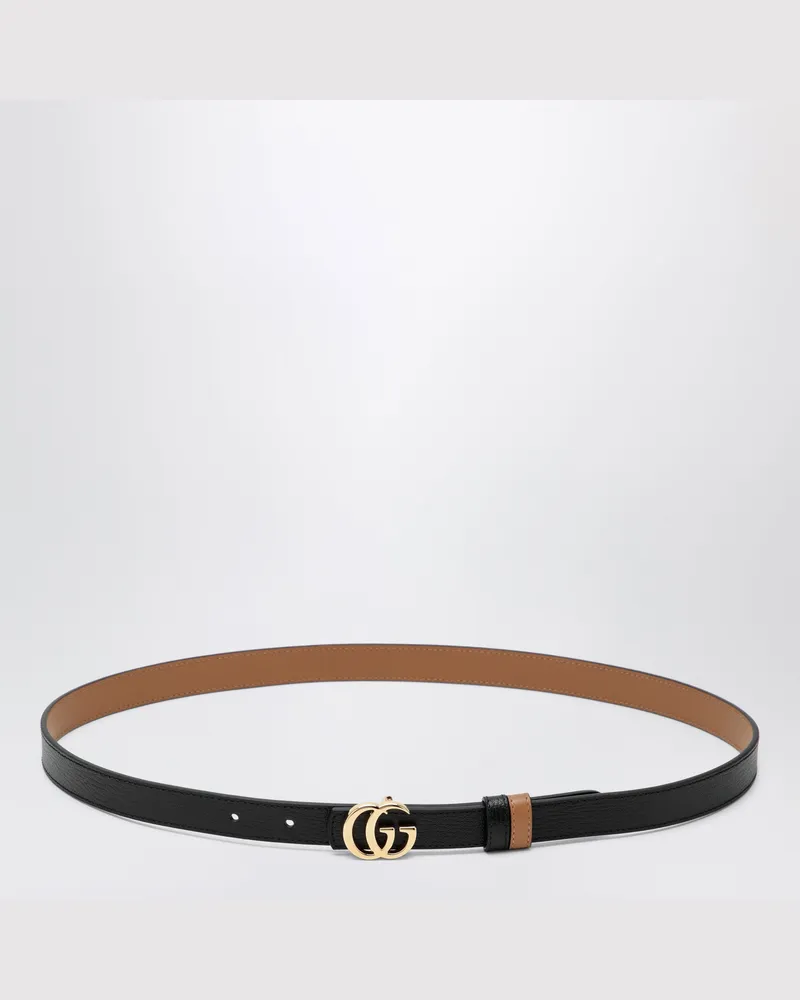 Gucci Wendegürtel GG Marmont aus Leder in Schwarz/Beige Black