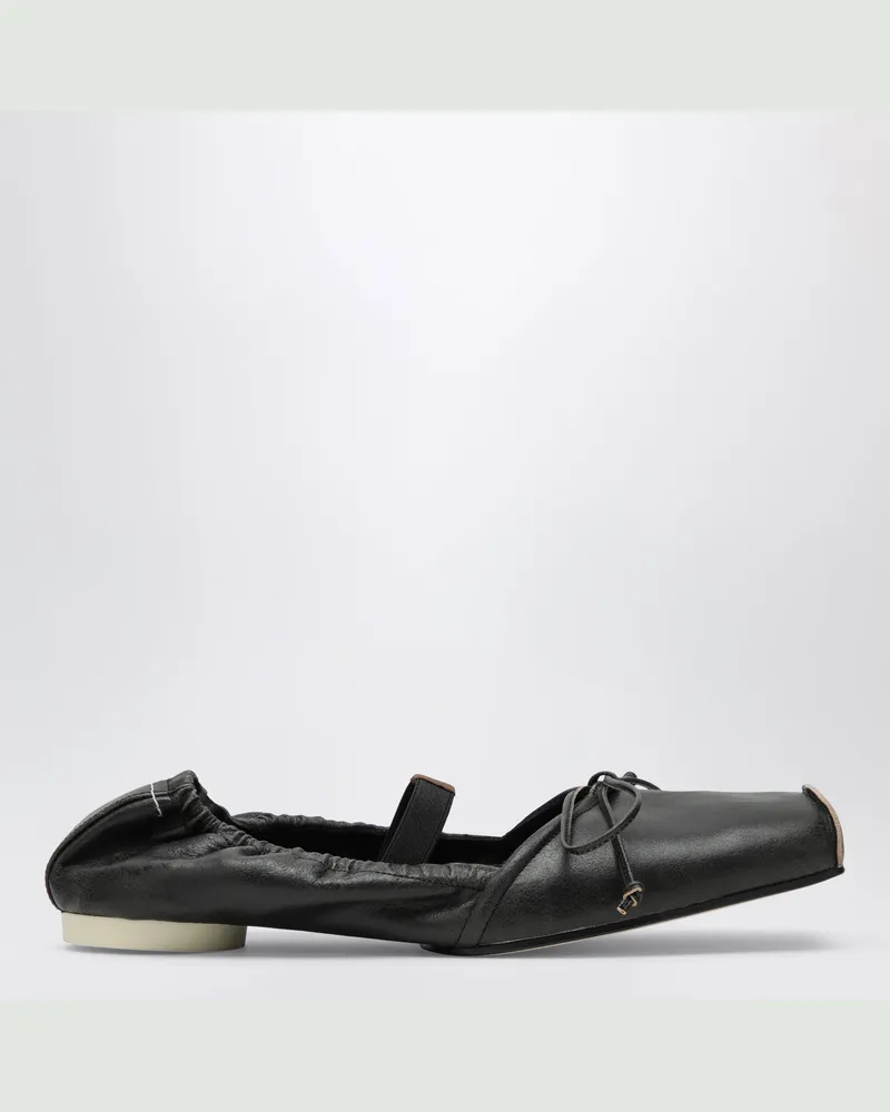 Maison Margiela Ballerinas mit eckiger Spitze aus braunem Kalbsleder Black