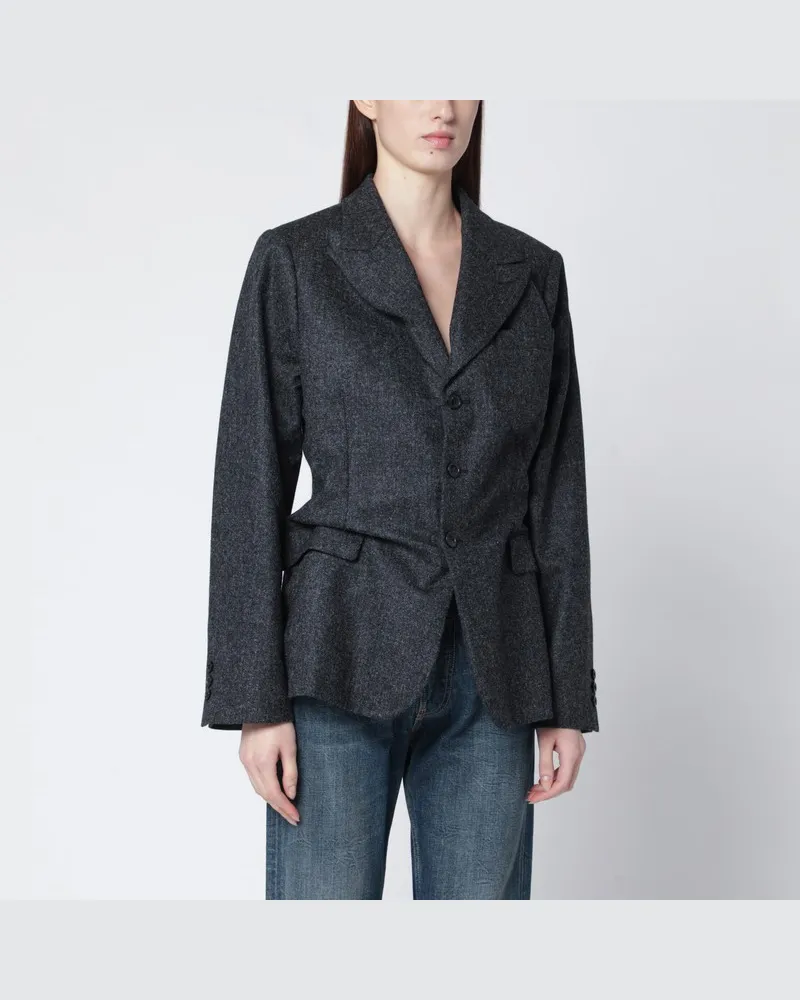 Maison Margiela Dunkelgrauer Einreiher-Blazer aus Wolle Grau