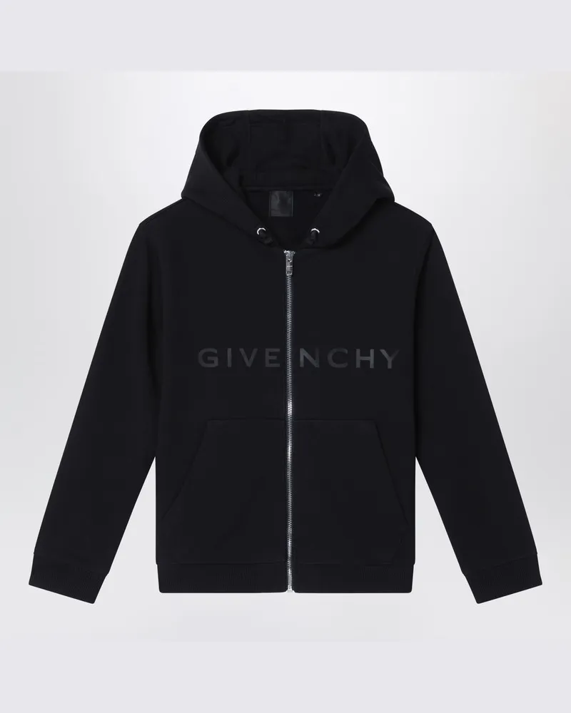 Givenchy Schwarze Kapuzenjacke mit Reißverschluss und Logo Schwarz