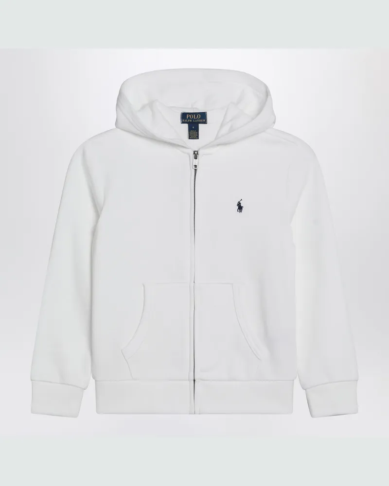 Ralph Lauren Weiße Kapuzenjacke mit Reißverschluss aus Baumwollgemisch White