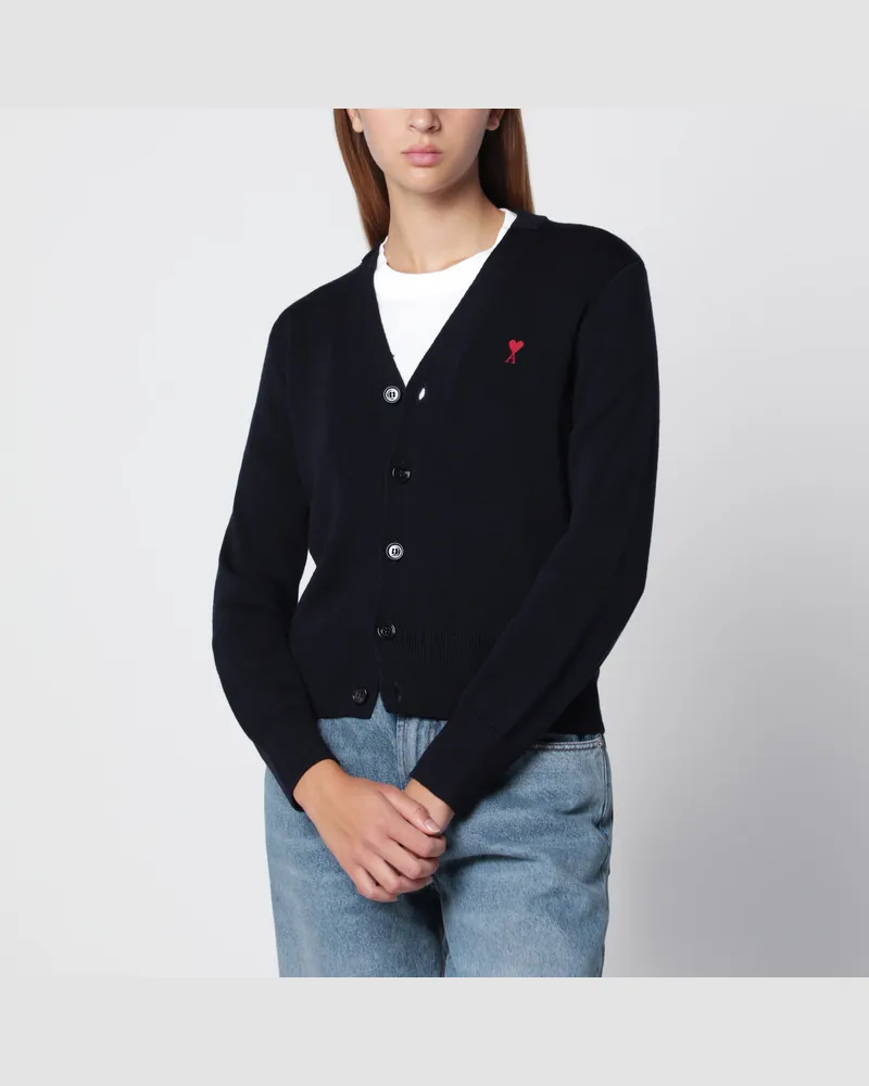 AMI Paris Navy Ami De Coeur wool cardigan Blue