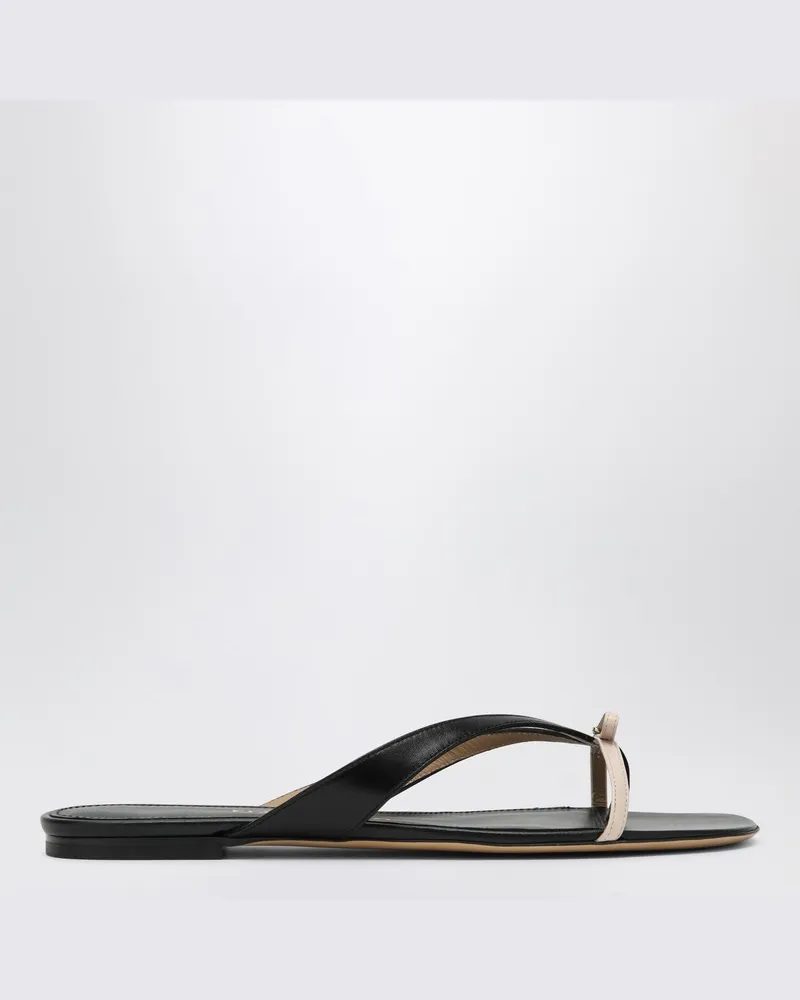 Ferragamo Mini Bow Flip-Flop Schwarz und Puder / Reguläre Passform Schwarz