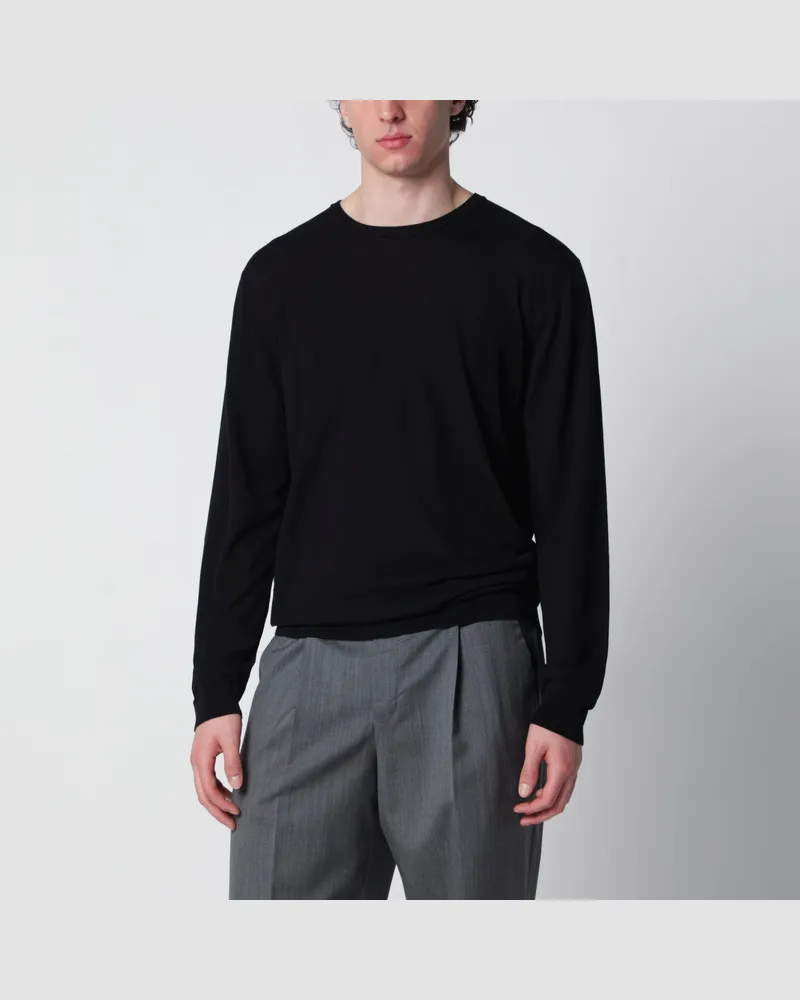 Roberto Collina Schwarzer Rundhalspullover aus Baumwolle Black