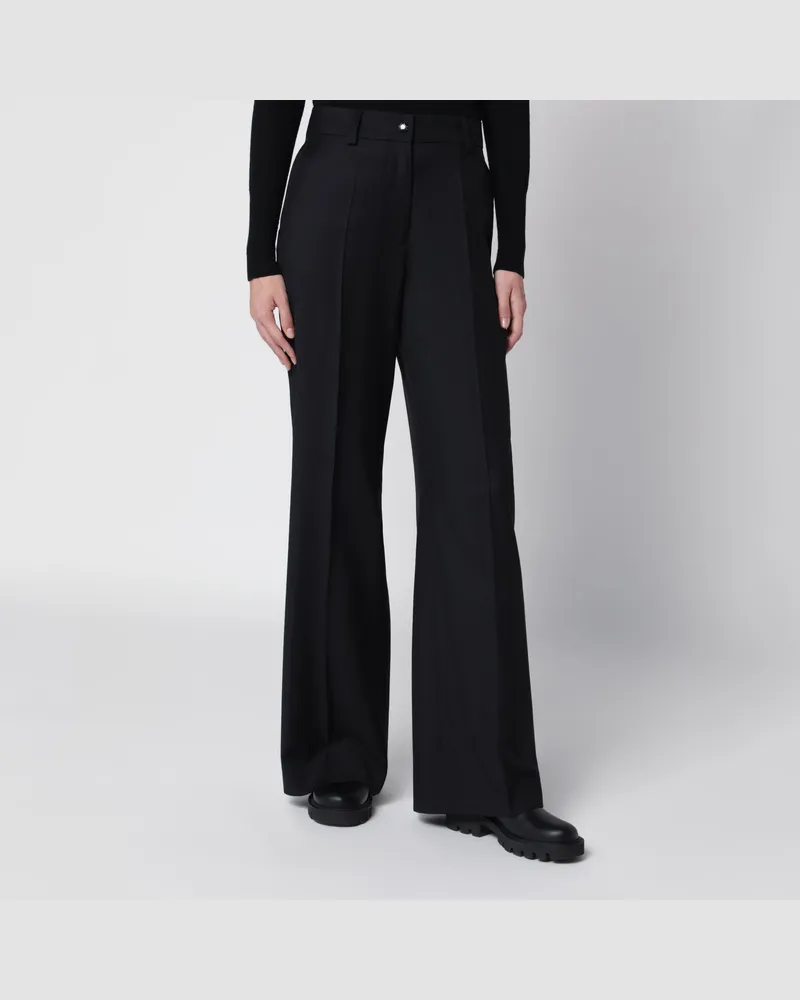 Moncler Schwarze Hose mit weitem Bein aus Wolle Black