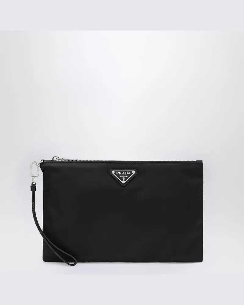Prada Schwarze Tasche aus Re-Nylon und Saffiano Schwarz