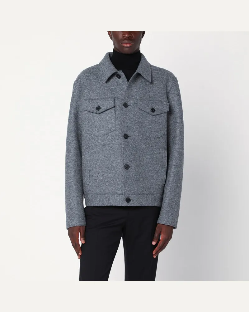 Harris Wharf London Hellgraue Jacke aus Wolle Grau