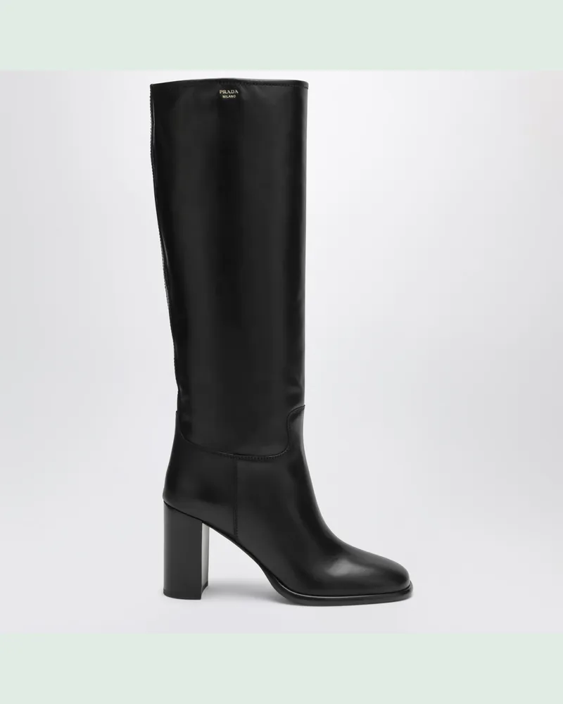 Prada Schwarze Lederstiefel Black