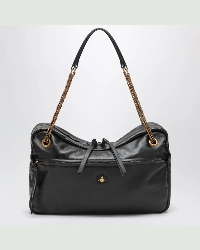 Vivienne Westwood Schultertasche Dolce Large aus Kalbsleder in Schwarz/Beige Black