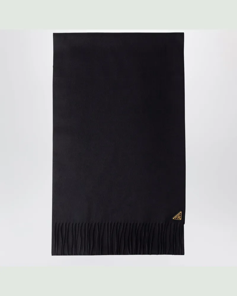 Prada Schwarzer Schal aus Seide und Kaschmir Black