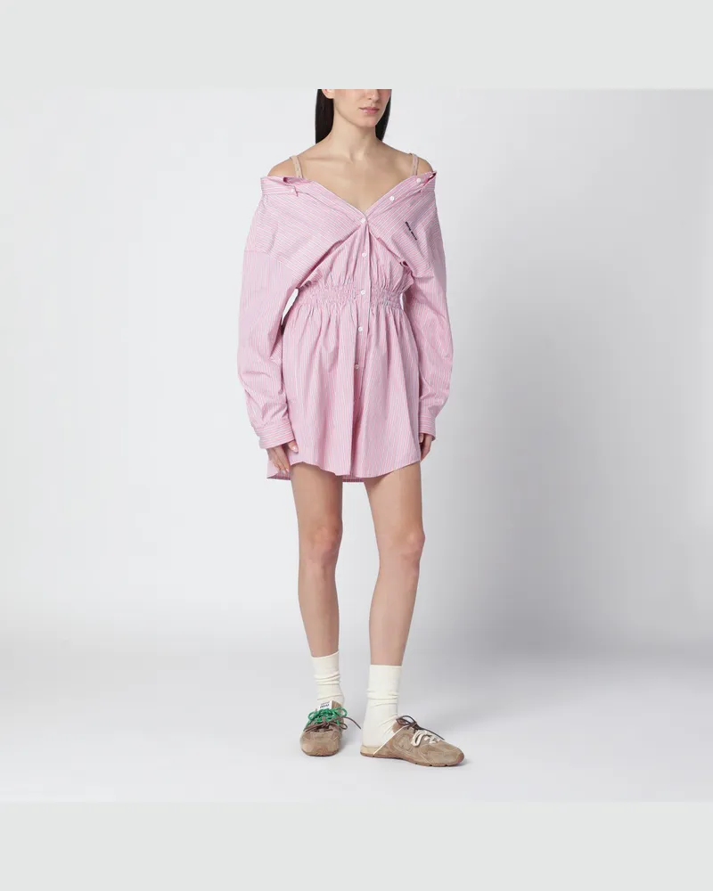 Miu Miu Rosa Hemdblusenkleid mit elastischen Trägern Pink