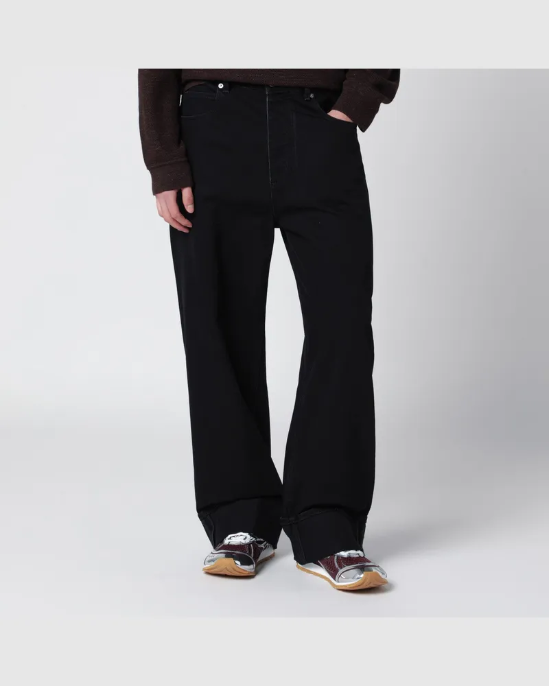 Bottega Veneta Jeans mit Umschlag in verblasstem Schwarz Black