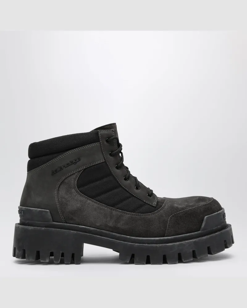 Balenciaga Herren Combat Strike Schnürstiefel aus Nubuk braun/schwarz Brown