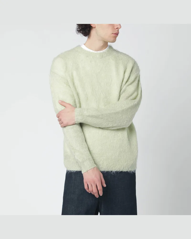 AURALEE Hellgrüner Pullover aus gebürstetem Mohair-Mischgarn Green