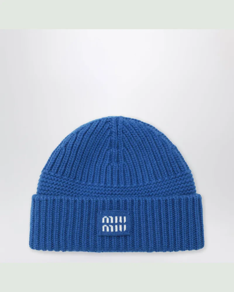 Miu Miu Königsblaue Mütze aus Wolle und Kaschmir Blue