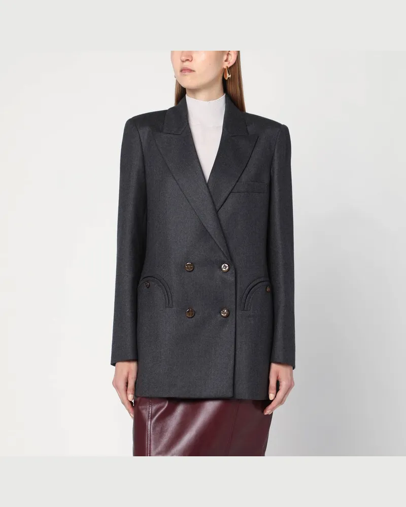 Blazé Milano Grauer doppelreihiger Wollblazer Grau