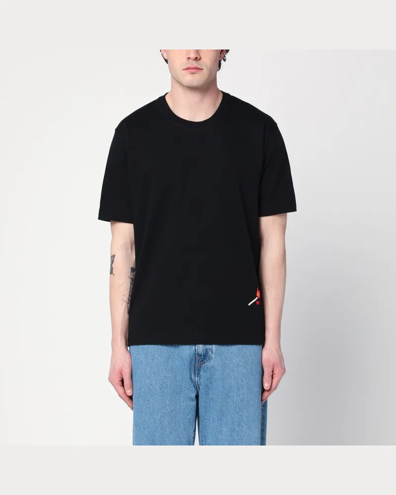 Bottega Veneta Schwarzes T-Shirt aus Baumwoll-Jersey Schwarz