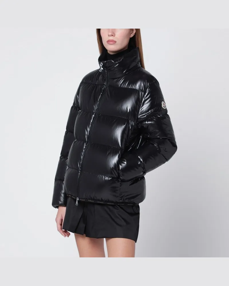 Moncler Schwarze Abbadia Daunenjacke aus Nylon laqué Schwarz