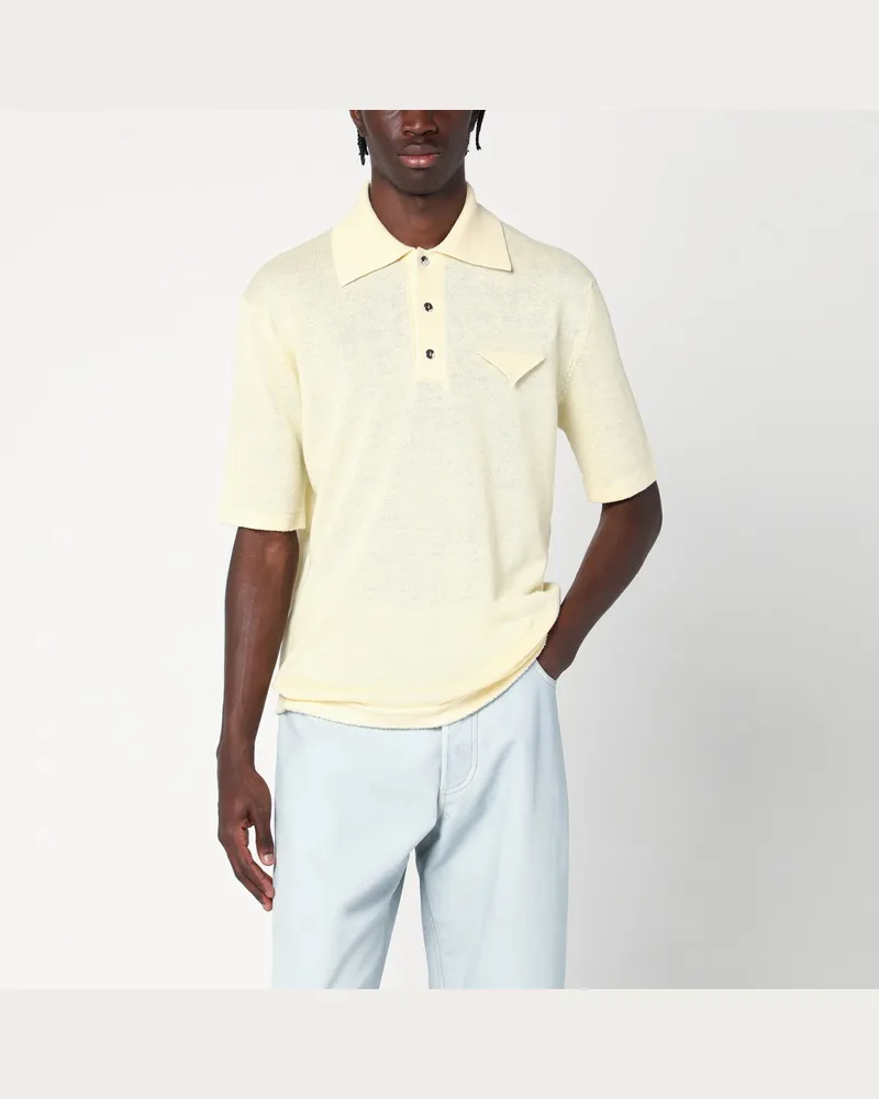 Bottega Veneta Gelbes Poloshirt aus leichtem Leinen 