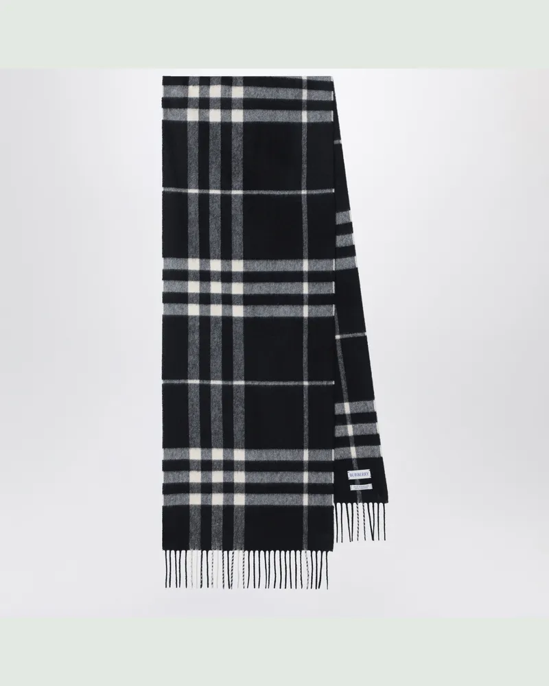 Burberry Schwarzer Check-Schal aus Kaschmir Black