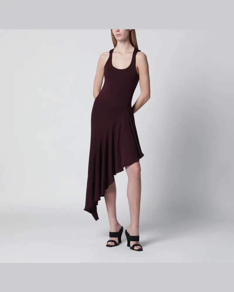 Alaïa Asymmetrisches Kleid aus fließendem Jersey in Burgunder Burgundy