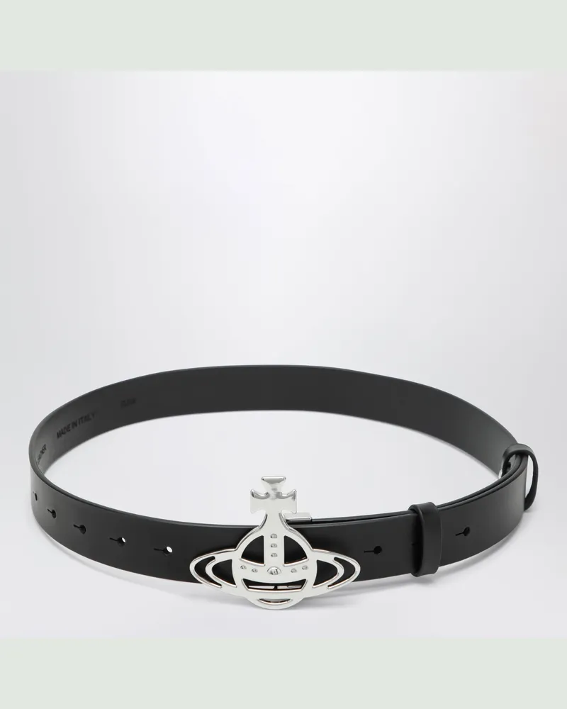 Vivienne Westwood Ledergürtel mit Orb-Schnalle aus Leder, schwarz Black