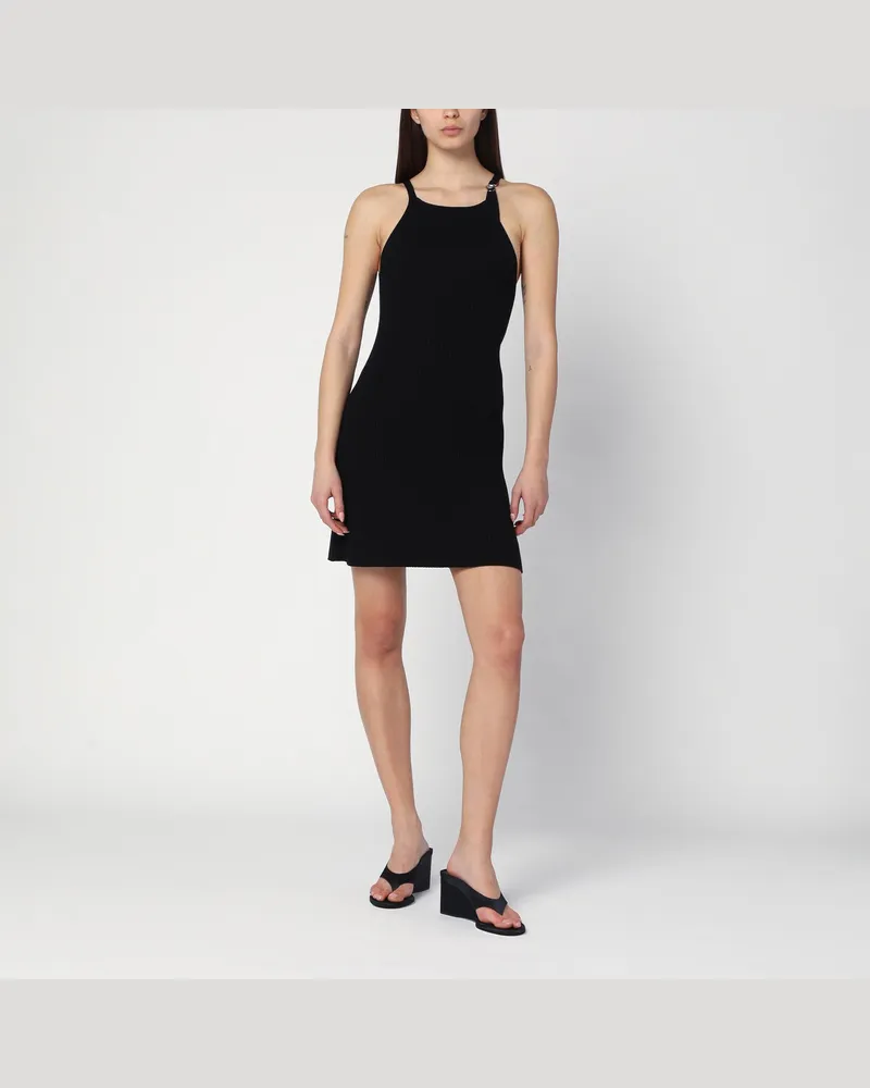 Courrèges Schwarzes Minikleid aus Rippstrick 
