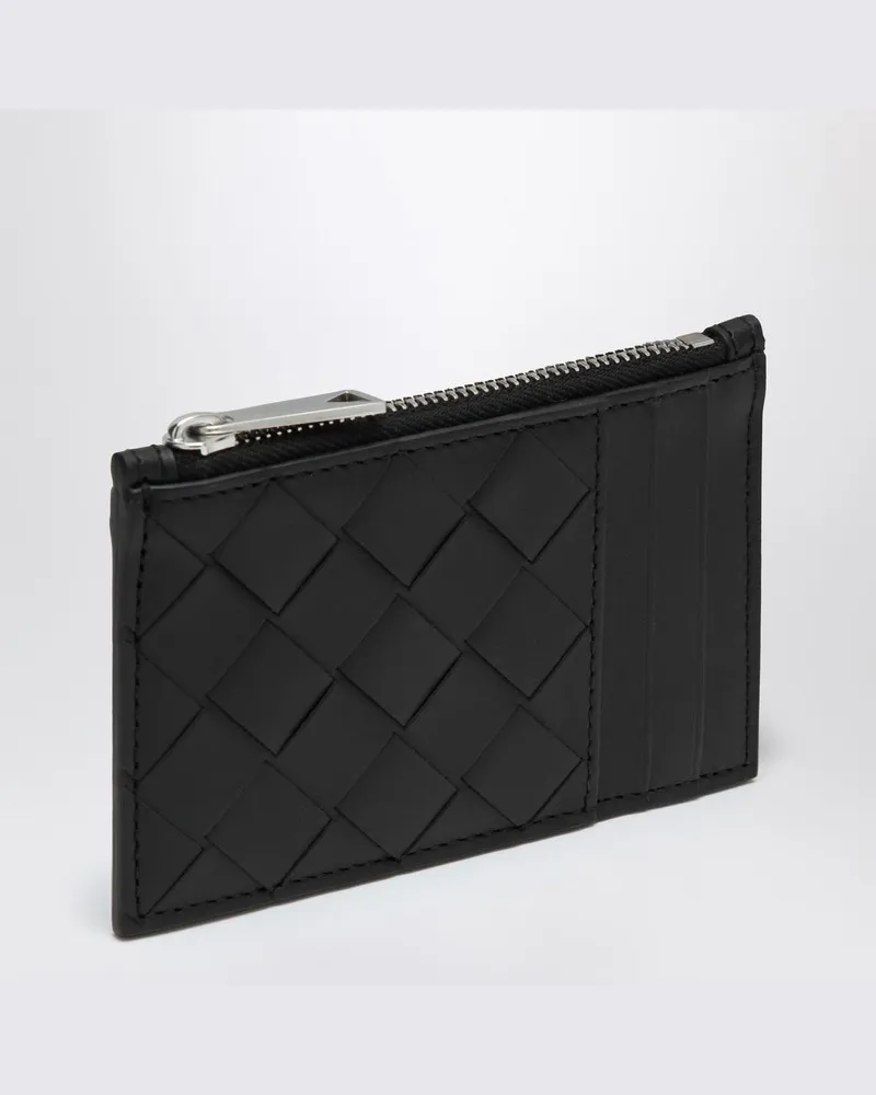 Bottega Veneta Schwarzes Leder-Kartenetui mit Intrecciato-Muster 